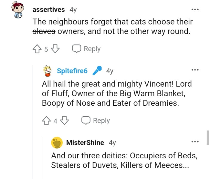 OP's neighbors forgot that cats choose their owners