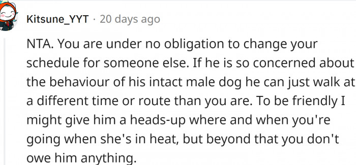 This Redditor believes OP doesn't have to change her schedule for anyone else