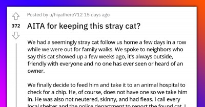 Moment Redditor Uses The Police To Throw Out A Woman Who Claimed The Stray Cat They Adopted Was Hers