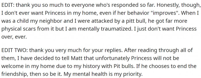 She posted an edit where she says she was attacked by a pit bull when she was a child.