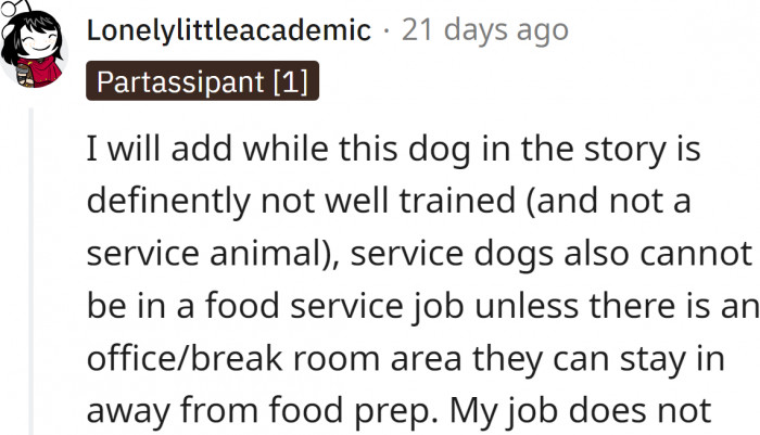 This Redditor has a service dog, and they say: