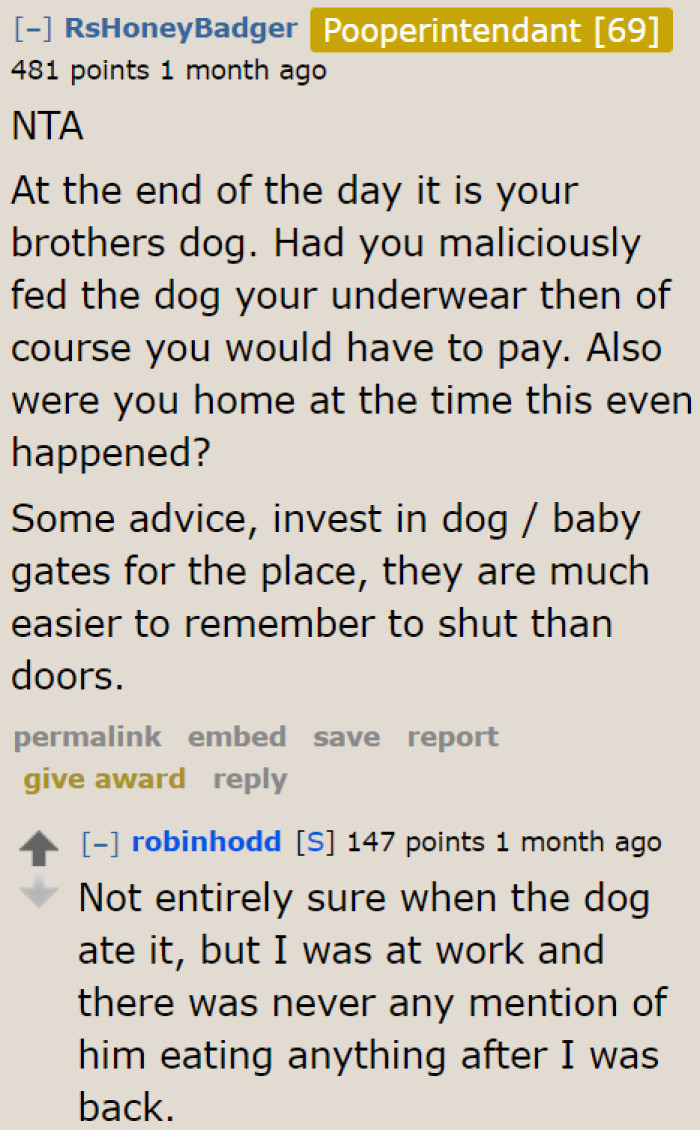 The OP didn't even know that the dog went into her room. She was at work when the incident occurred.