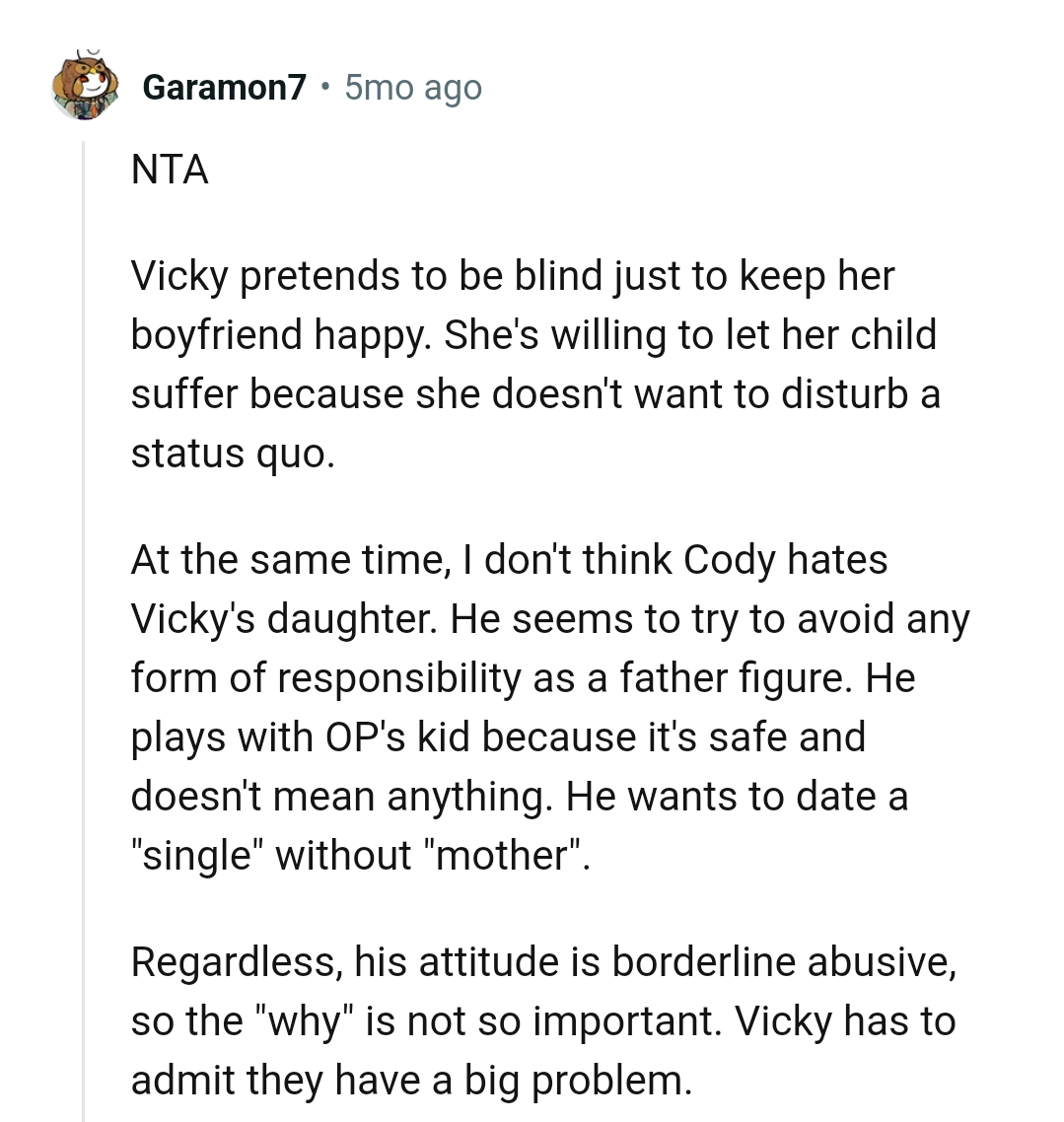 Single Mom's BF Refuses To Have Anything To Do With Her Child