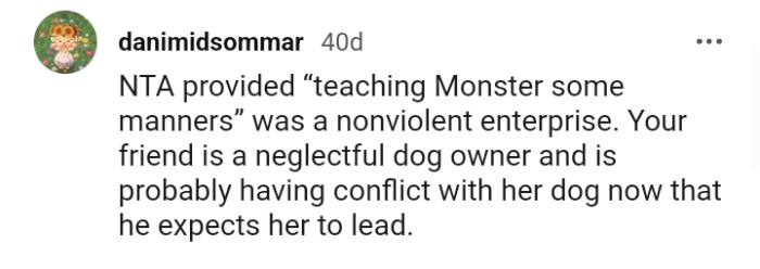OP's friend is a neglectful dog owner and is probably having conflict with her dog.