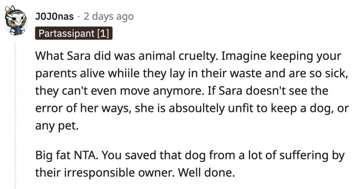 It was cruel of Sara to keep Abby in that state when she had options to ease her pain
