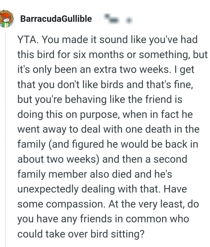 The OP should have some compassion