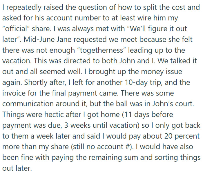 Young Woman Expected To Pay For A Trip That She Was Uninvited From