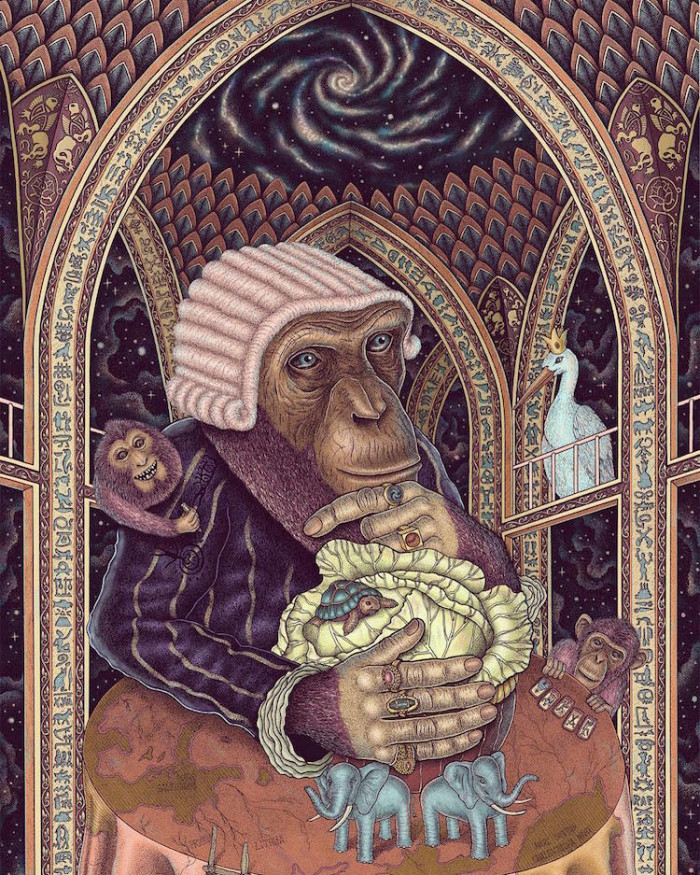 This piece is titled “Guessing On A Cabbage Head”