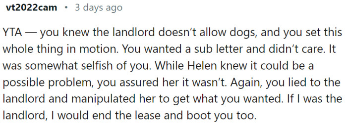 This Redditor is harsh on OP.