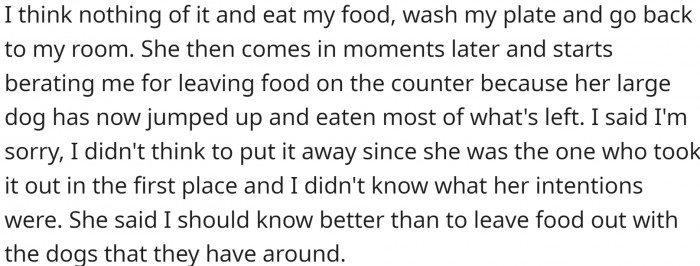 Her mom left the kitchen, and OP figured she would come back, so she left the meat on the counter.