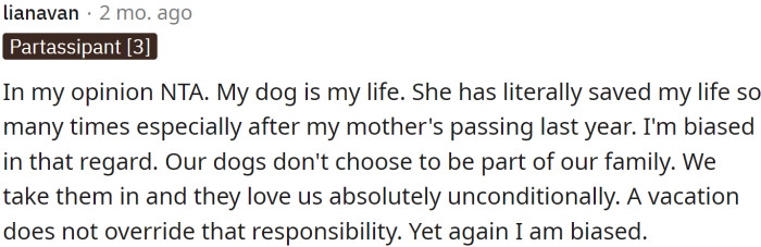 Our dogs don't choose to be part of our family.