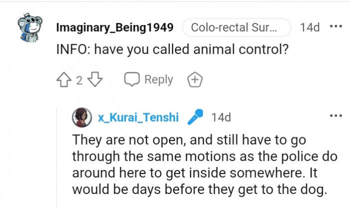 18. Animal control not open