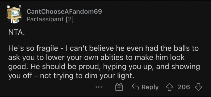 The boyfriend should've been showing her off instead.