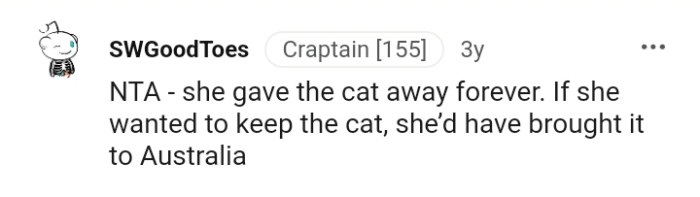 She should have taken her cat to Australia