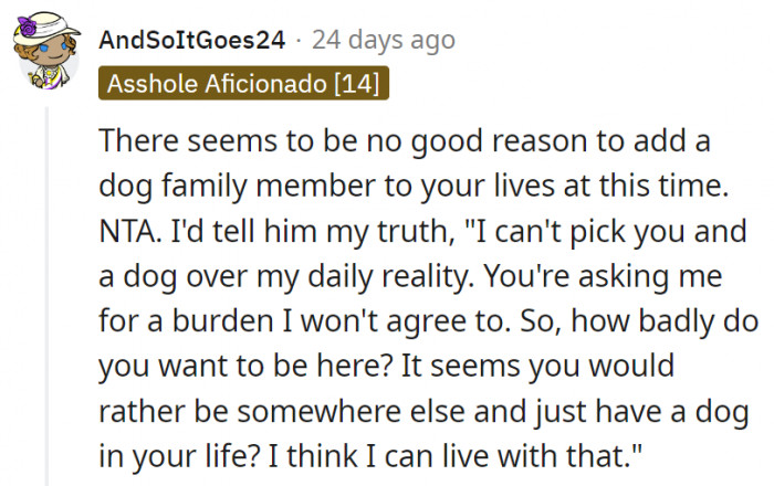 16. The husband needs to sort out his priorities