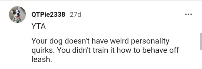 This Redditor Believes the OP Didn't Train the Dog to Behave