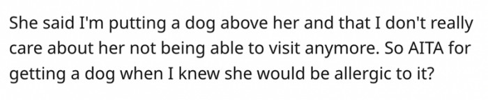 She said I'm putting a dog above her