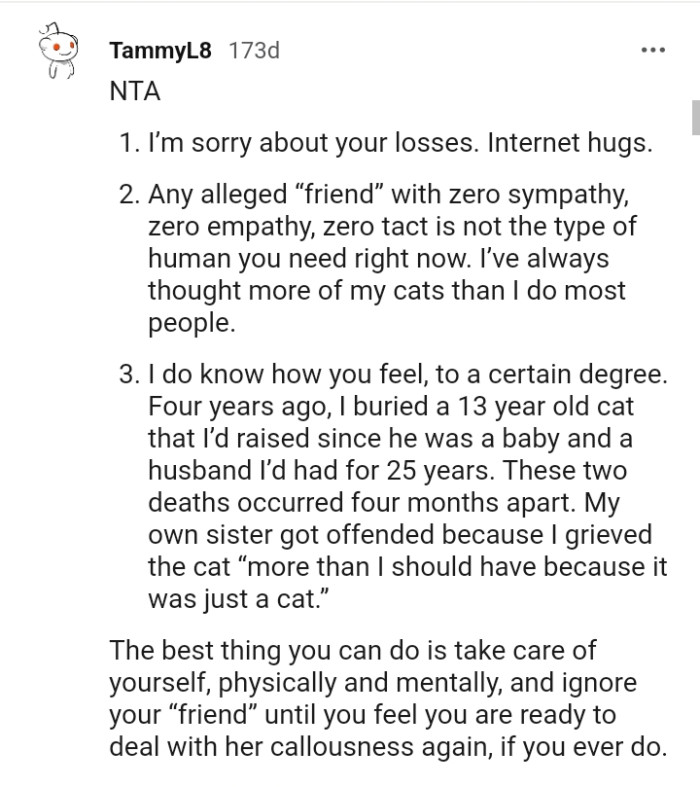 This Redditor is sending virtual hugs to comfort the OP