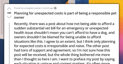 Redditor Sparks Heated Discussion On Planning For Unexpected Costs As Part Of Being A Responsible Pet Owner
