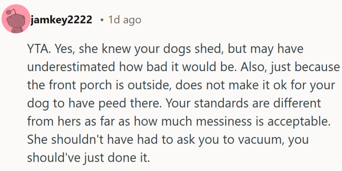 A reminder that even outdoor moments can shift the vibe when two people have very different mess thresholds.