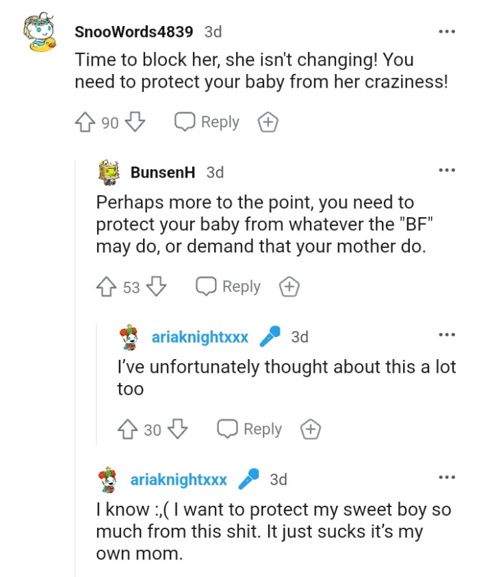 You need to protect your baby from her craziness