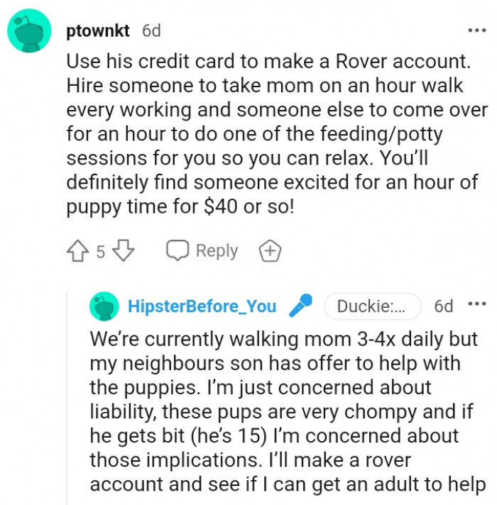 5. The OP is actually concerned about liability