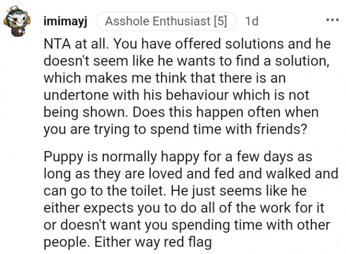 3. He doesn't seem like he wants a solution