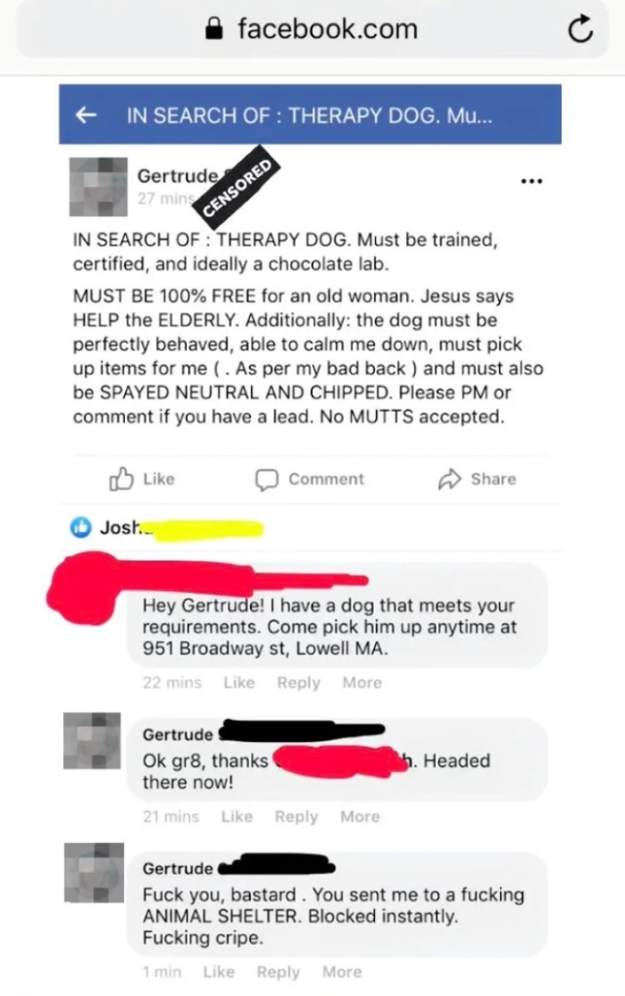 And here's the screenshot of the post