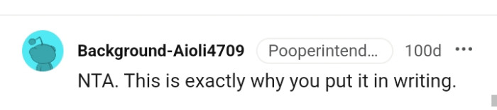 It was put in writing