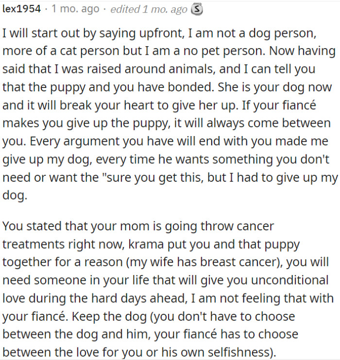 OP's fiancé needs to prioritize her happiness over his own wishes.