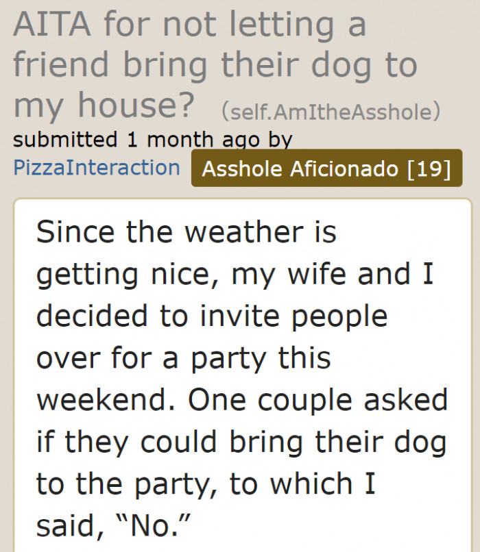 A party host recently shared his predicament on the 