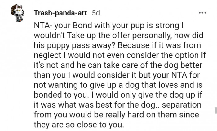 18. How did his puppy pass away?