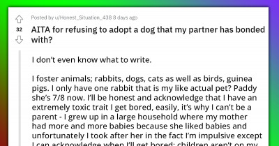 Redditor Who Gets Bored Easily Refuses To Permanently Adopt A Dog Her Partner Has Bonded With