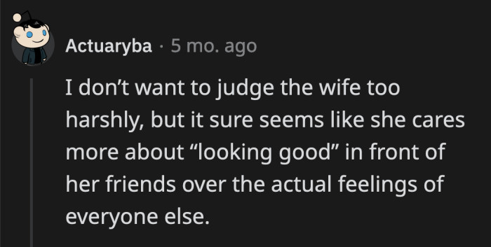 At least OP's concern was from a genuine place of sympathy and not about keeping up appearances