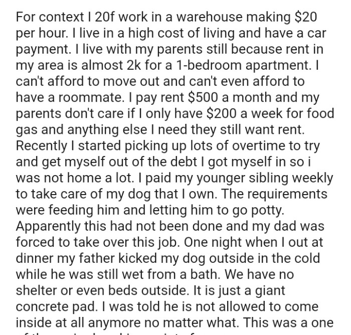 The OP started picking up lots of overtime to try and get herself out of debt