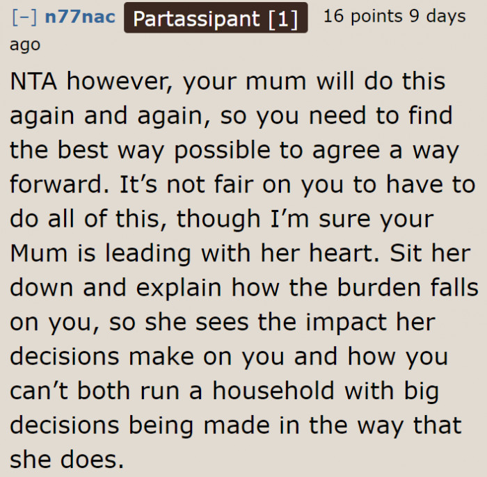 Other Redditors think that the mom will do this repeatedly because of her unhealthy love of dogs.