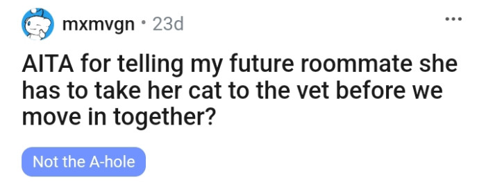 Is the OP the AH for giving her future roommate this option...