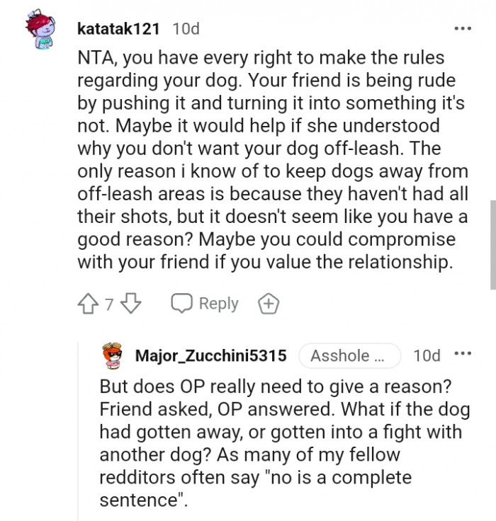 This Redditor believes that the OP's friend is being rude by pushing it