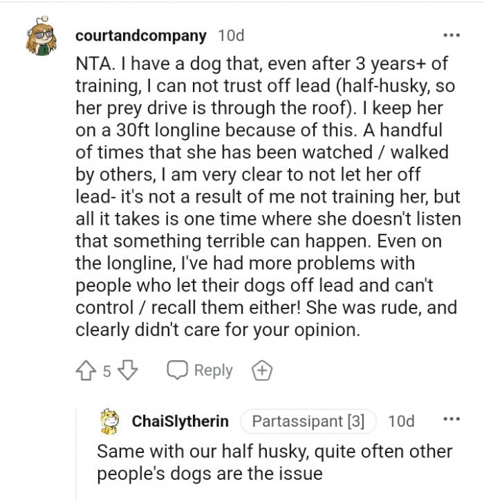 One time that she doesn't listen and something can happen, says this Redditor