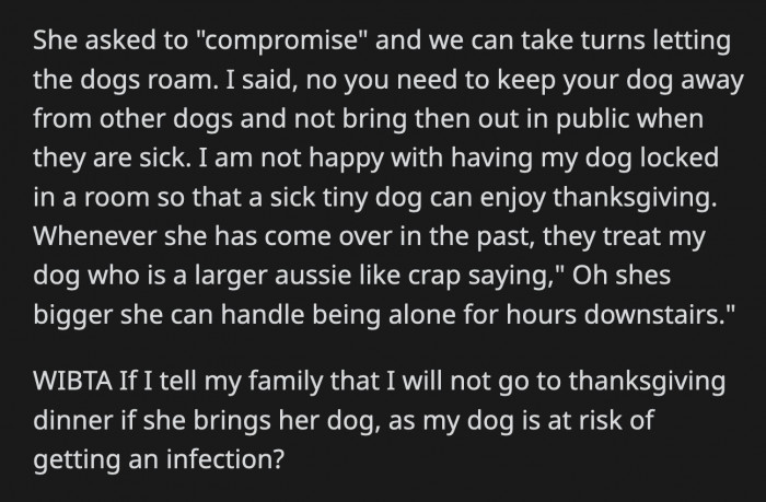 Will it ruin the party if OP refuses to attend because of her cousin's potentially contagious dog?