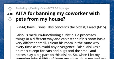 Redditor Bans Coworker After Ignoring His House Rules And Letting A Dog In His Autistic Son's Room
