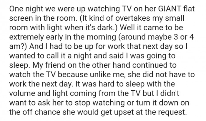 I had to be up for work