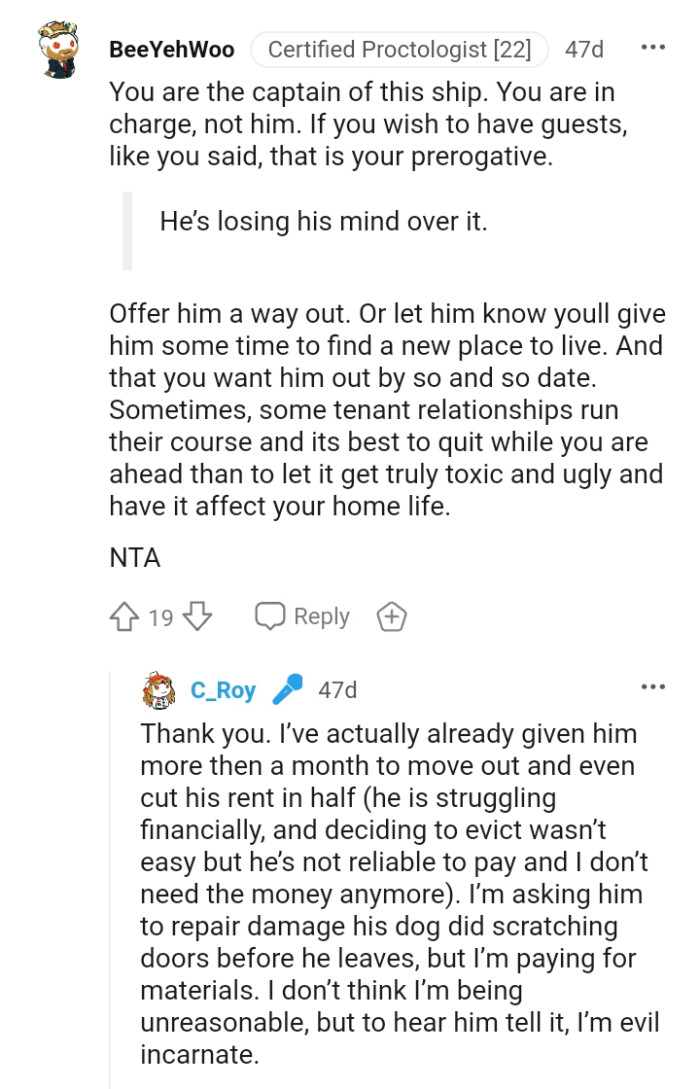 Man accepts friends with old dog during storm renter accuses him of
