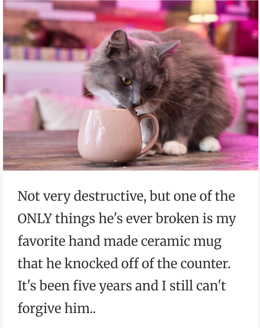 34. A hand made ceramic mug gone