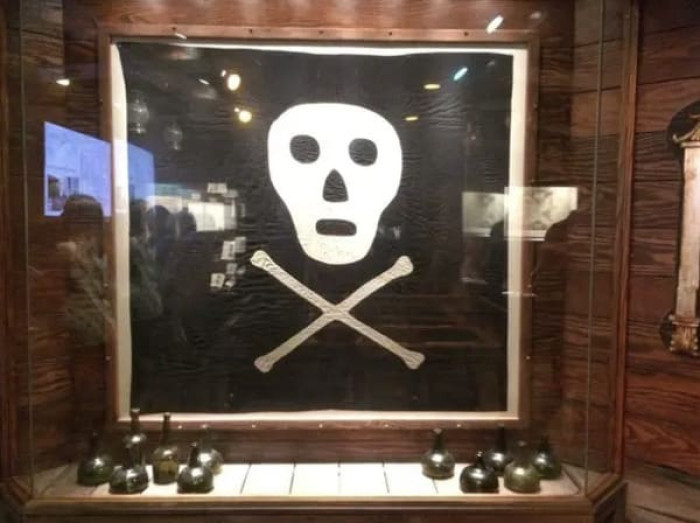 One of two authentic “Jolly Roger” flags, this one from 1850