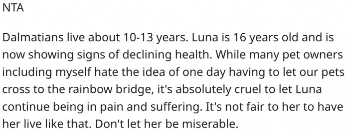 Letting Luna suffer pain is cruel.
