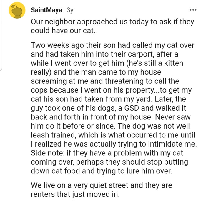 At this point, everyone needs to start keeping an eye on the whereabout of their pets. Weird neighbors might be lurking