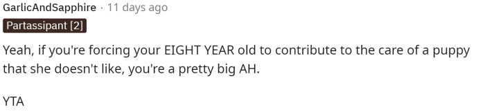 People seem to agree that he is TA for making his 8-year-old participate.