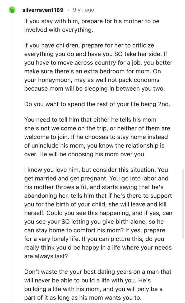 “Don't waste the your best dating years on a man that will never be able to build a life with you.“