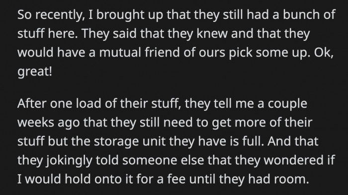 She informed her ex that they still had to pick up their stuff